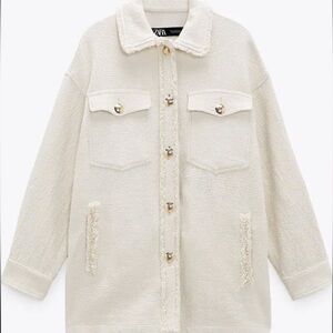 Zara Women's Textured Cream Utility Jacket